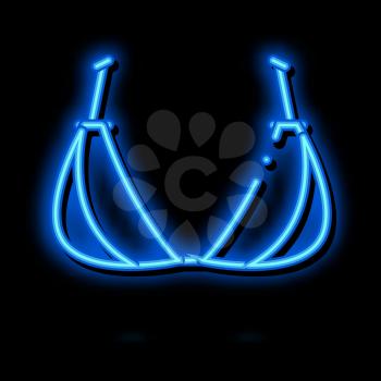 Triangle Brassiere neon light sign vector. Glowing bright icon Triangle Brassiere sign. transparent symbol illustration