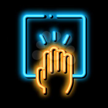 Hand Clapping neon light sign vector. Glowing bright icon Hand Clapping isometric sign. transparent symbol illustration