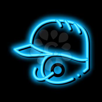 Baseball Helmet neon light sign vector. Glowing bright icon Baseball Helmet isometric sign. transparent symbol illustration