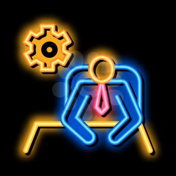 Leader Sit Gear neon light sign vector. Glowing bright icon Leader Sit Gear isometric sign. transparent symbol illustration
