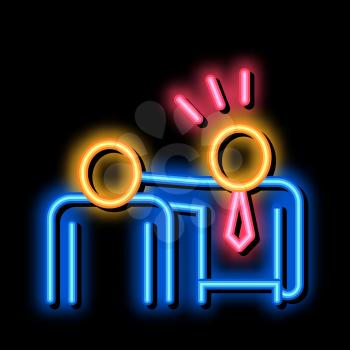 Man Pat Shoulder neon light sign vector. Glowing bright icon Man Pat Shoulder isometric sign. transparent symbol illustration