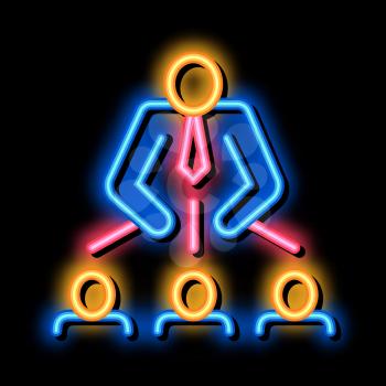 Man Leadership neon light sign vector. Glowing bright icon Man Leadership isometric sign. transparent symbol illustration