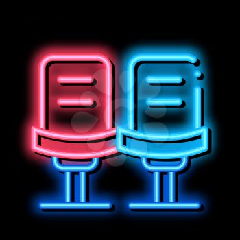 Player Chairs neon light sign vector. Glowing bright icon Player Chairs isometric sign. transparent symbol illustration