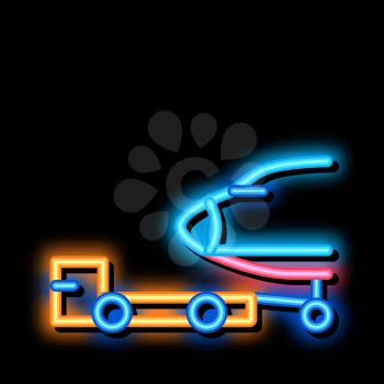 Plane Tow Truck neon light sign vector. Glowing bright icon Plane Tow Truck sign. transparent symbol illustration