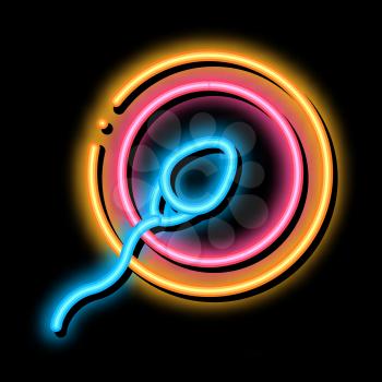 Sperm Cell Egg neon light sign vector. Glowing bright icon Sperm Cell Egg sign. transparent symbol illustration