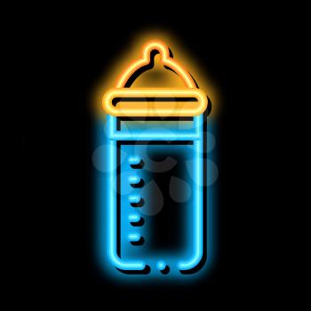 Feeding Bottle neon light sign vector. Glowing bright icon Feeding Bottle sign. transparent symbol illustration