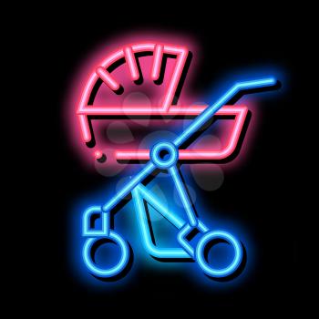 Baby Carriage neon light sign vector. Glowing bright icon Baby Carriage sign. transparent symbol illustration