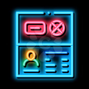 Passport Denial neon light sign vector. Glowing bright icon Passport Denial sign. transparent symbol illustration