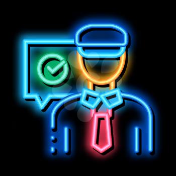 Policeman Access neon light sign vector. Glowing bright icon Policeman Access sign. transparent symbol illustration