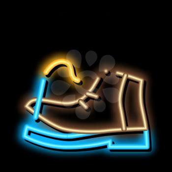 Torn Shoe Thread neon light sign vector. Glowing bright icon Torn Shoe Thread sign. transparent symbol illustration