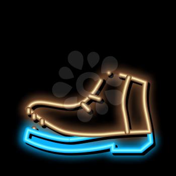 Shoe Torn Sole neon light sign vector. Glowing bright icon Shoe Torn Sole sign. transparent symbol illustration