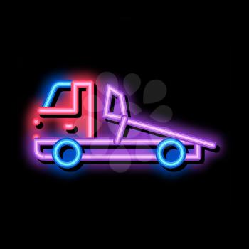 Evacuator Truck neon light sign vector. Glowing bright icon Evacuator Truck sign. transparent symbol illustration