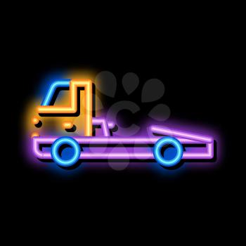 Tow Cargo Truck neon light sign vector. Glowing bright icon Tow Cargo Truck sign. transparent symbol illustration
