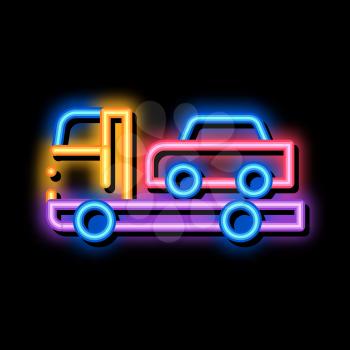 Car Evacuation neon light sign vector. Glowing bright icon Car Evacuation sign. transparent symbol illustration