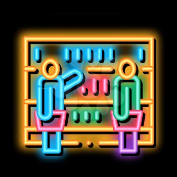Customers Counter neon light sign vector. Glowing bright icon Customers Counter sign. transparent symbol illustration