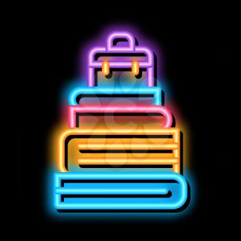 Case Heap Tower neon light sign vector. Glowing bright icon Case Heap Tower sign. transparent symbol illustration