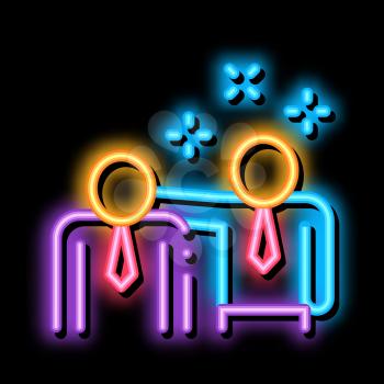 Man Pat Shoulder neon light sign vector. Glowing bright icon Man Pat Shoulder sign. transparent symbol illustration
