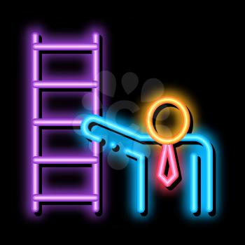 Human Stairs neon light sign vector. Glowing bright icon Human Stairs sign. transparent symbol illustration