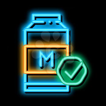 Milk Bottle neon light sign vector. Glowing bright icon Milk Bottle sign. transparent symbol illustration