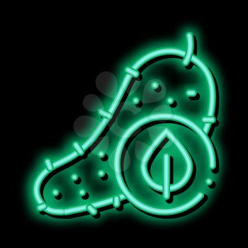Cucumber Leaf neon light sign vector. Glowing bright icon Cucumber Leaf sign. transparent symbol illustration