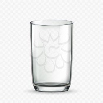 Glass Cup For Drinking Milk Or Water Drink Vector. Empty Glass Cup For Taste Natural Dairy Liquid Or Organic Juice. Morning Diet And Healthy Beverage Template Realistic 3d Illustration