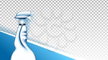 Detergent Liquid Blank Spray Copyspace Vector. Hygienic Detergent Spraying From Package For Clean Window Or Ceramic Tile. Disinfection And Sanitary Template Realistic 3d Illustration