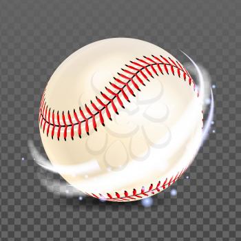 Baseball Ball For Playing Competitive Game Vector. Sport Team Player Accessory For Play Baseball Championship Sportive Competition On Field. Softball Leather Sphere Realistic 3d Illustration