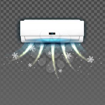 Air Condition System Blowing With Cold Vector. Block Of Condition System Cooling Temperature In Room. Climate Electronic Technology Device Conditioner Template Realistic 3d Illustration