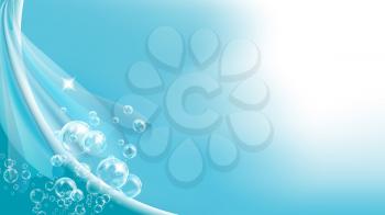 Air Bubbles Detergent Washer Copy Space Vector. Whitening Chemical Liquid Bubbles In Spherical Shape For Washing Textile Curtain. Magic Reflection And Glossy Balls Template Realistic 3d Illustration