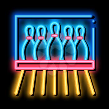 Bowling Lanes neon light sign vector. Glowing bright icon Bowling Lanes isometric sign. transparent symbol illustration