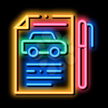 Car Buy Agreement neon light sign vector. Glowing bright icon Car Buy Agreement isometric sign. transparent symbol illustration