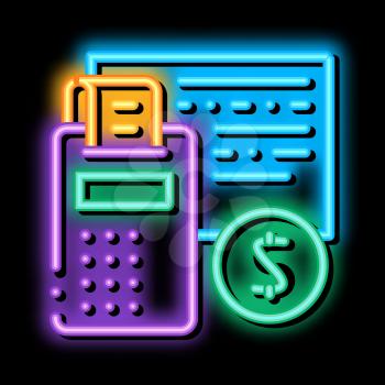 Calculator Coin neon light sign vector. Glowing bright icon Calculator Coin isometric sign. transparent symbol illustration