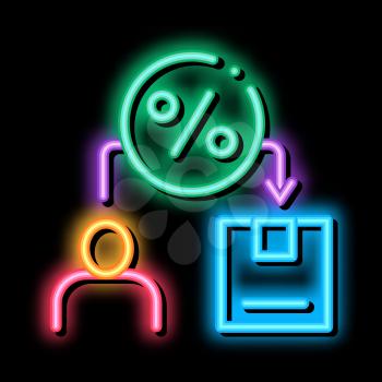 Man Save Percent neon light sign vector. Glowing bright icon Man Save Percent isometric sign. transparent symbol illustration