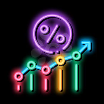 Grow Percent neon light sign vector. Glowing bright icon Grow Percent isometric sign. transparent symbol illustration