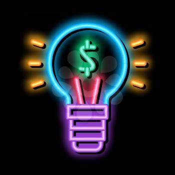 Light Lamp Money neon light sign vector. Glowing bright icon Light Lamp Money isometric sign. transparent symbol illustration
