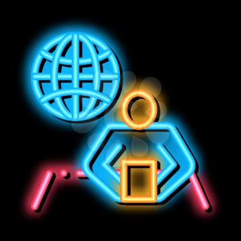 Worldwide News neon light sign vector. Glowing bright icon Worldwide News isometric sign. transparent symbol illustration