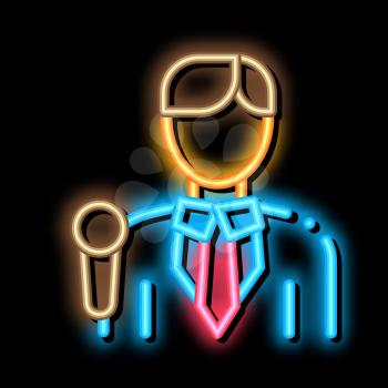Journalist Man neon light sign vector. Glowing bright icon Journalist Man isometric sign. transparent symbol illustration