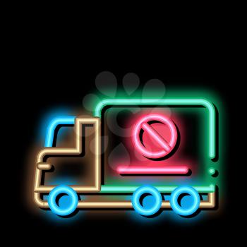 Truck Cross Mark neon light sign vector. Glowing bright icon Truck Cross Mark isometric sign. transparent symbol illustration
