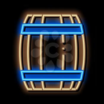 Wooden Barrel neon light sign vector. Glowing bright icon Wooden Barrel isometric sign. transparent symbol illustration