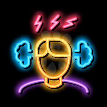 Man Ear Steam neon light sign vector. Glowing bright icon Man Ear Steam isometric sign. transparent symbol illustration