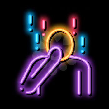 Surprised Human neon light sign vector. Glowing bright icon Surprised Human isometric sign. transparent symbol illustration
