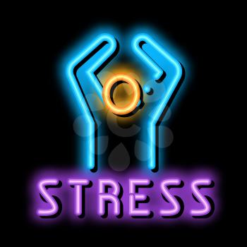 Stress Human neon light sign vector. Glowing bright icon Stress Human isometric sign. transparent symbol illustration