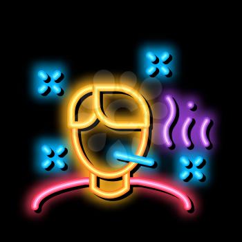 Illness Man neon light sign vector. Glowing bright icon Illness Man isometric sign. transparent symbol illustration