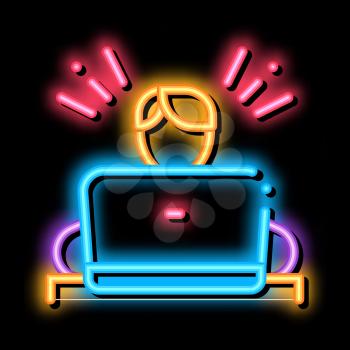 Stress Work Man neon light sign vector. Glowing bright icon Stress Work Man isometric sign. transparent symbol illustration