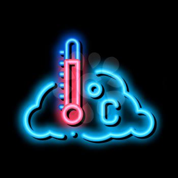 Temperature Cloud neon light sign vector. Glowing bright icon Temperature Cloud isometric sign. transparent symbol illustration