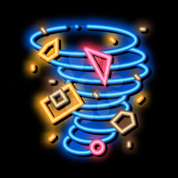 Tornado Details neon light sign vector. Glowing bright icon Tornado Details isometric sign. transparent symbol illustration