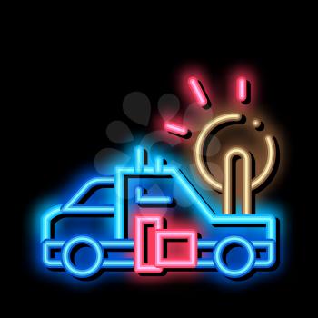 Synoptic Truck neon light sign vector. Glowing bright icon Synoptic Truck isometric sign. transparent symbol illustration