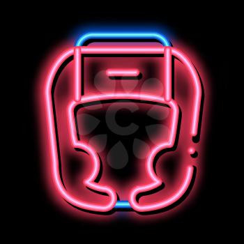 Boxer Helmet neon light sign vector. Glowing bright icon Boxer Helmet sign. transparent symbol illustration