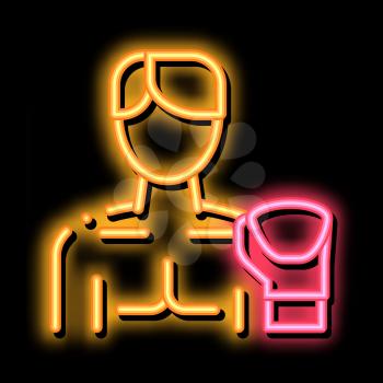 Boxer Man neon light sign vector. Glowing bright icon Boxer Man sign. transparent symbol illustration