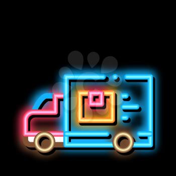 Courier Truck neon light sign vector. Glowing bright icon Courier Truck sign. transparent symbol illustration